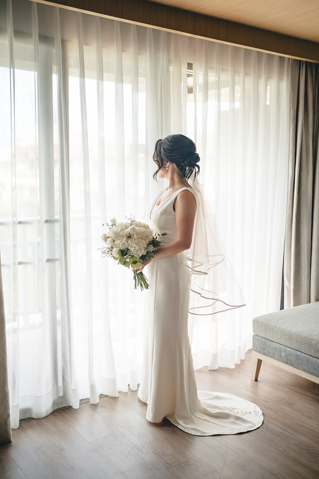 Apple Grace in her wedding dress, ready for the moment