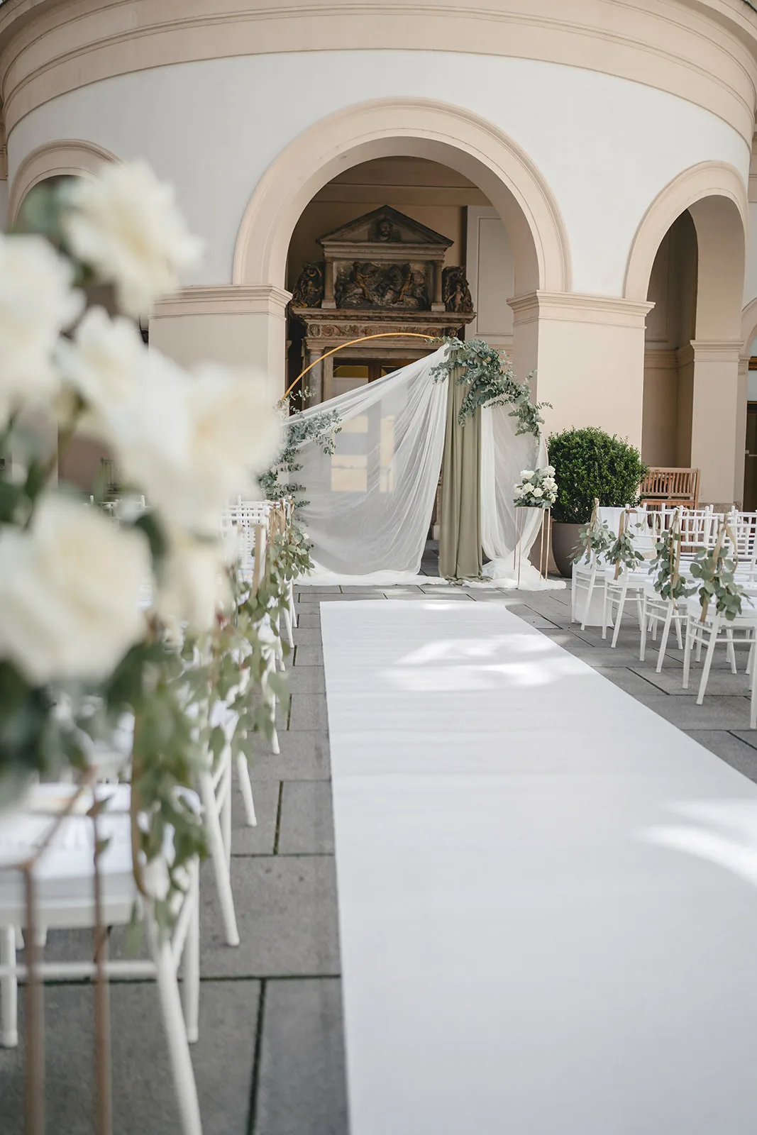 The empty aisle before the ceremony begins