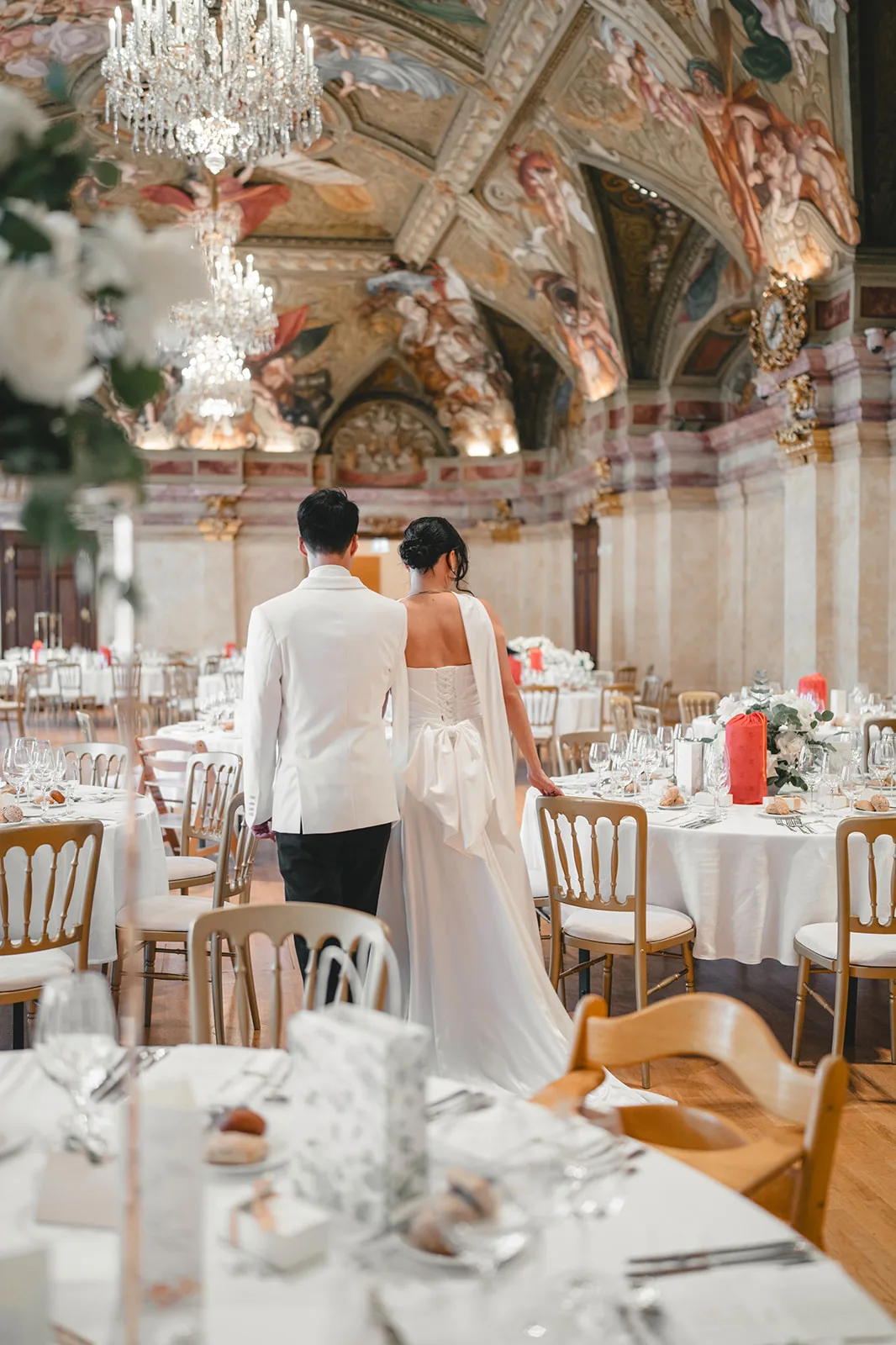 Jiamin and Anthony entering the reception hall for the first time