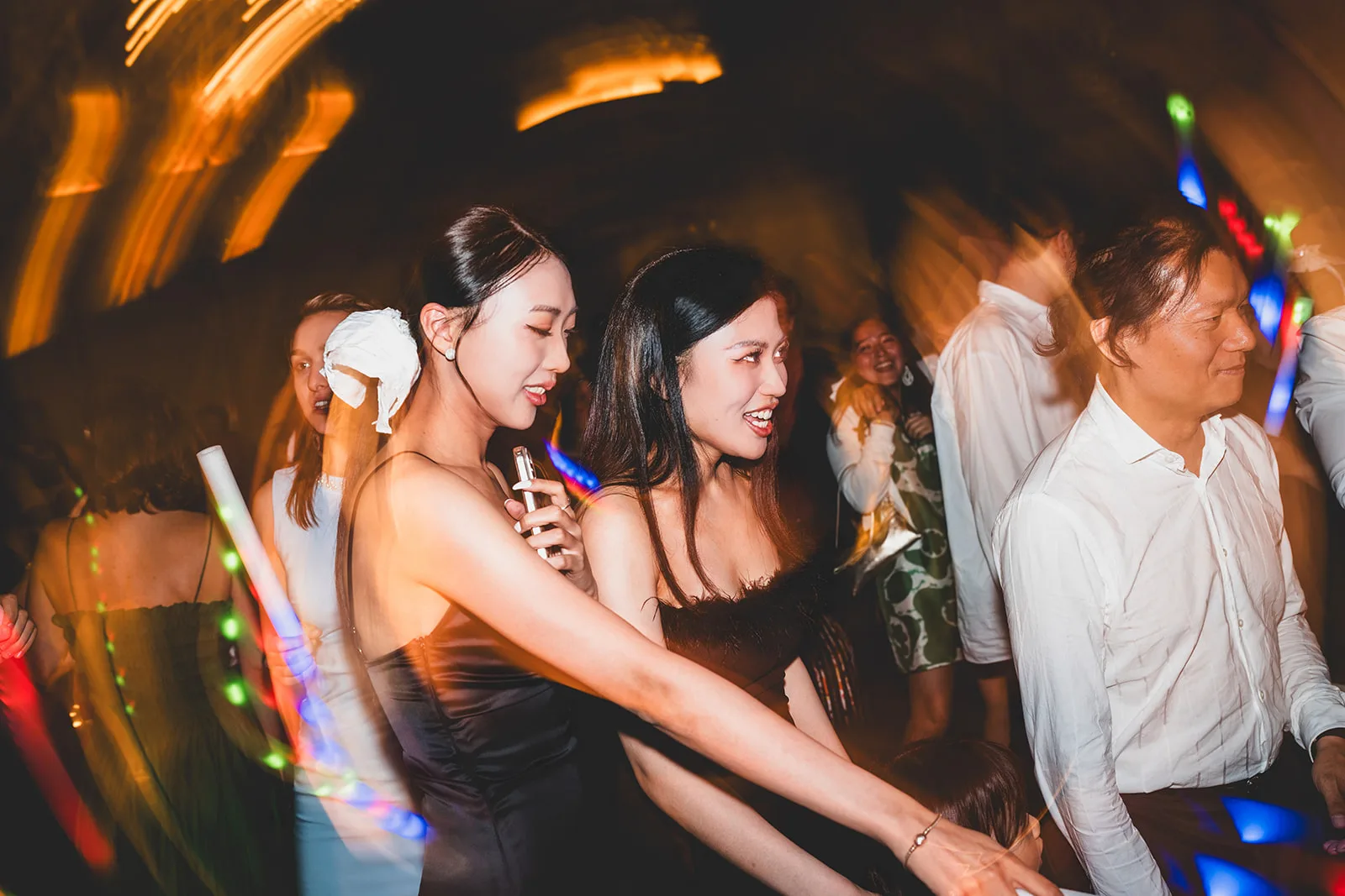 Light trails across the dance floor during the party